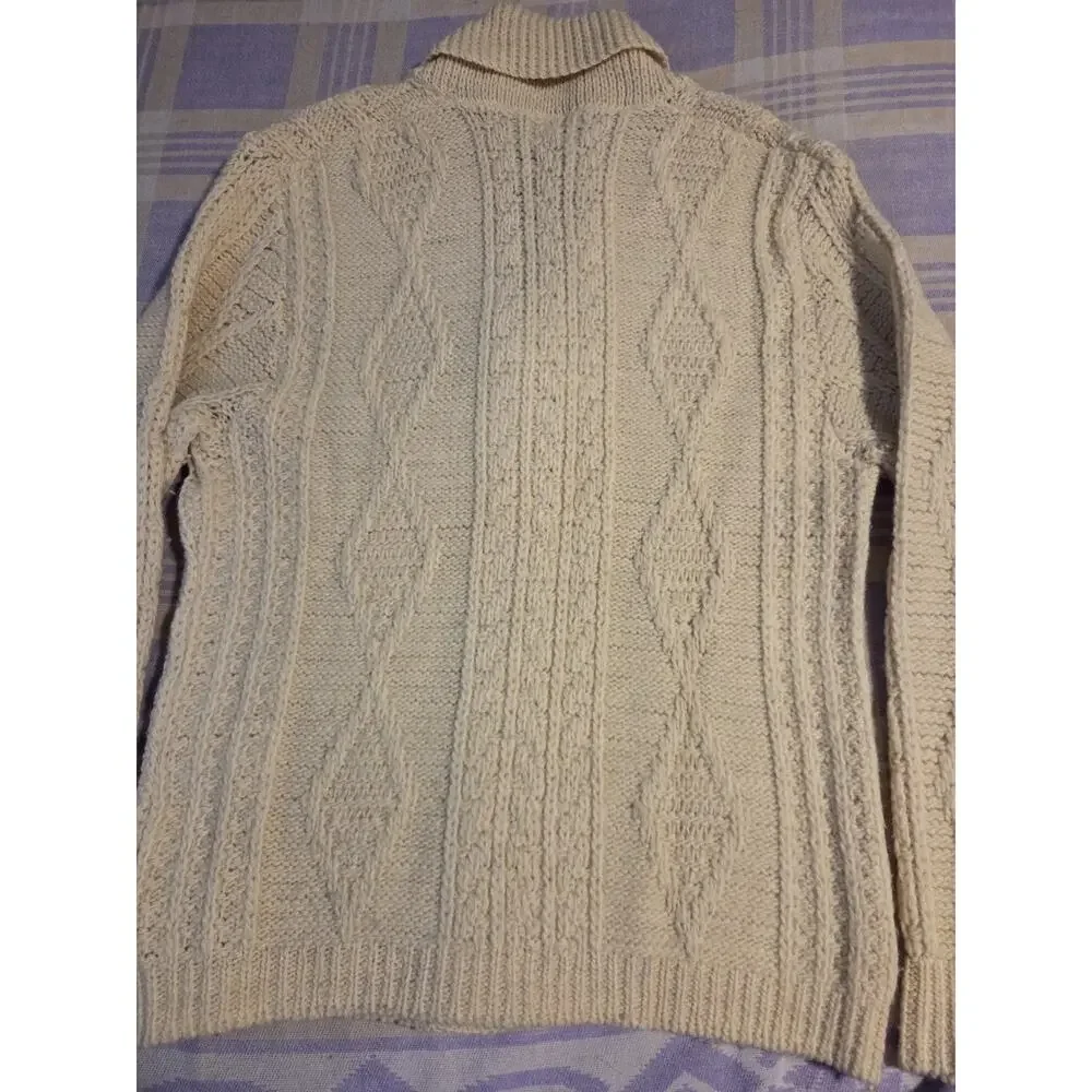 Vintage Pendleton Mens Cream Wool Cable Knit Shawl Collar Cardigan Sweater L USA